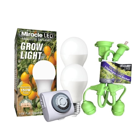 Miracle Led Full Spectrum Two Socket Absolute Daylight PLUS Light Fixture, Timer, 2PK 802990